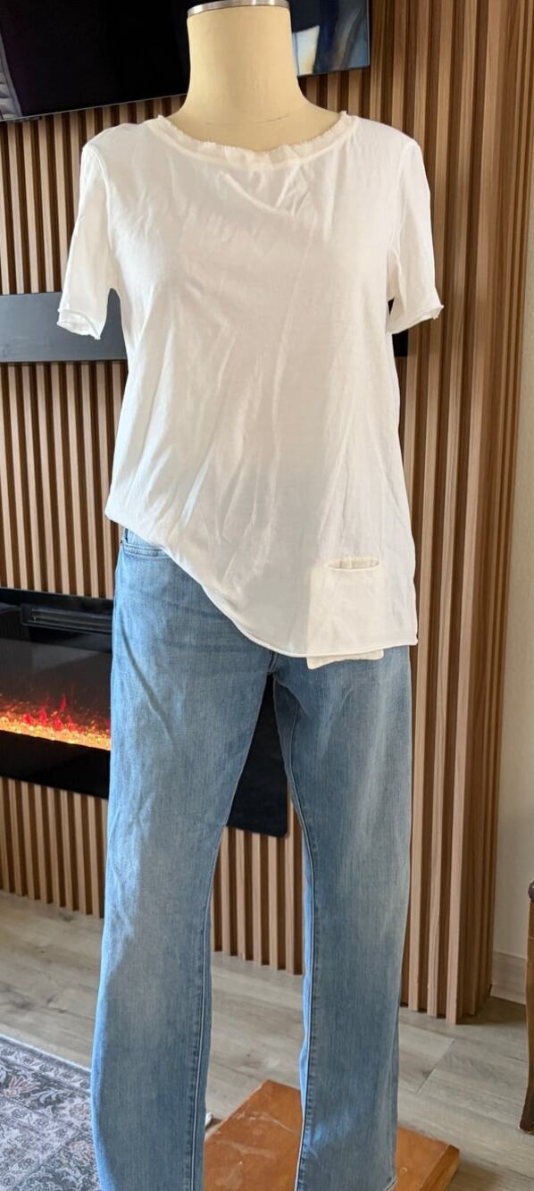 Take Two Made in Italy White Cotton Silk Back High Low Top Women's M